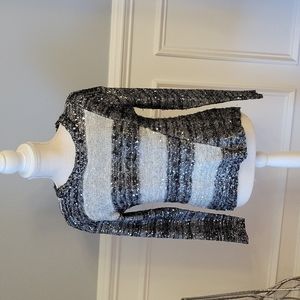 The Limited Sparkly Sequin Sweater Black Silver Women Size XS